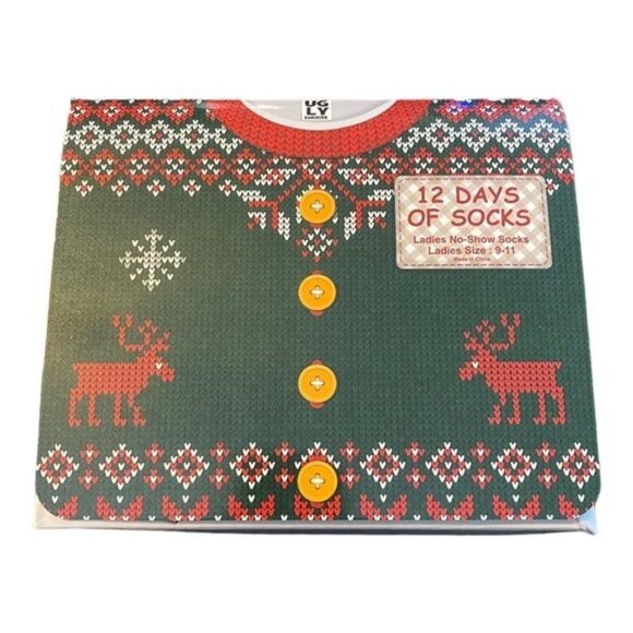 12 Days of Ugly Sweater Socks Women’s No-Show Size 9-11 NEW Holiday Gift Set - Picture 3 of 4